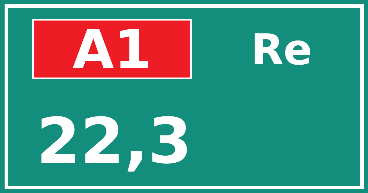 Hectometerbord A1 22,3 zijde Re