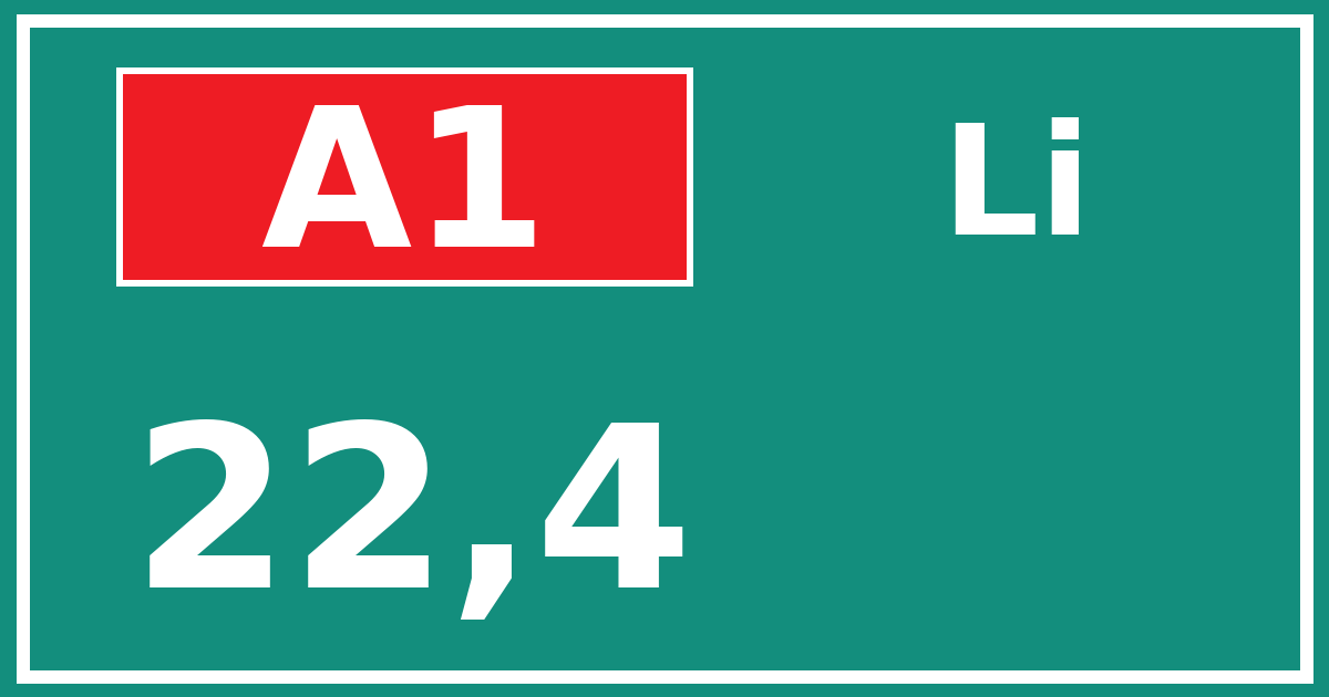 Hectometerbord A1 22,4 zijde Li