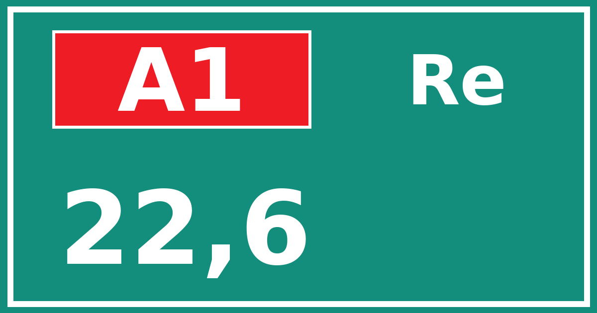 Hectometerbord A1 22,6 zijde Re