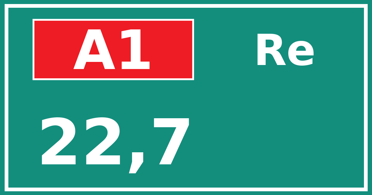 Hectometerbord A1 22,7 zijde Re