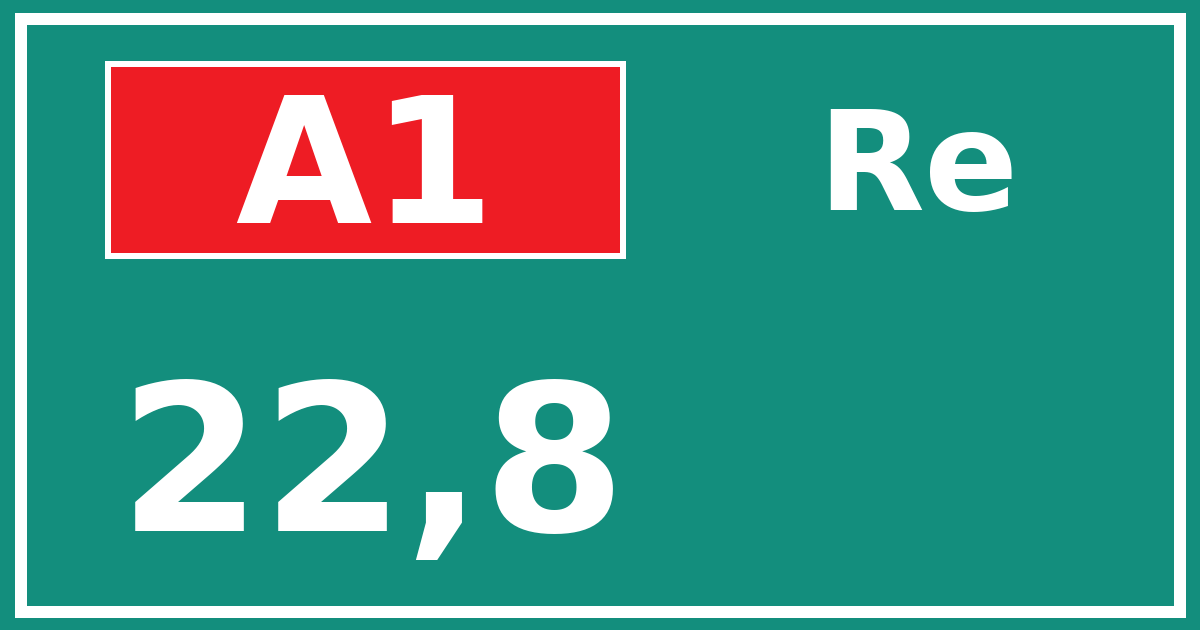 Hectometerbord A1 22,8 zijde Re
