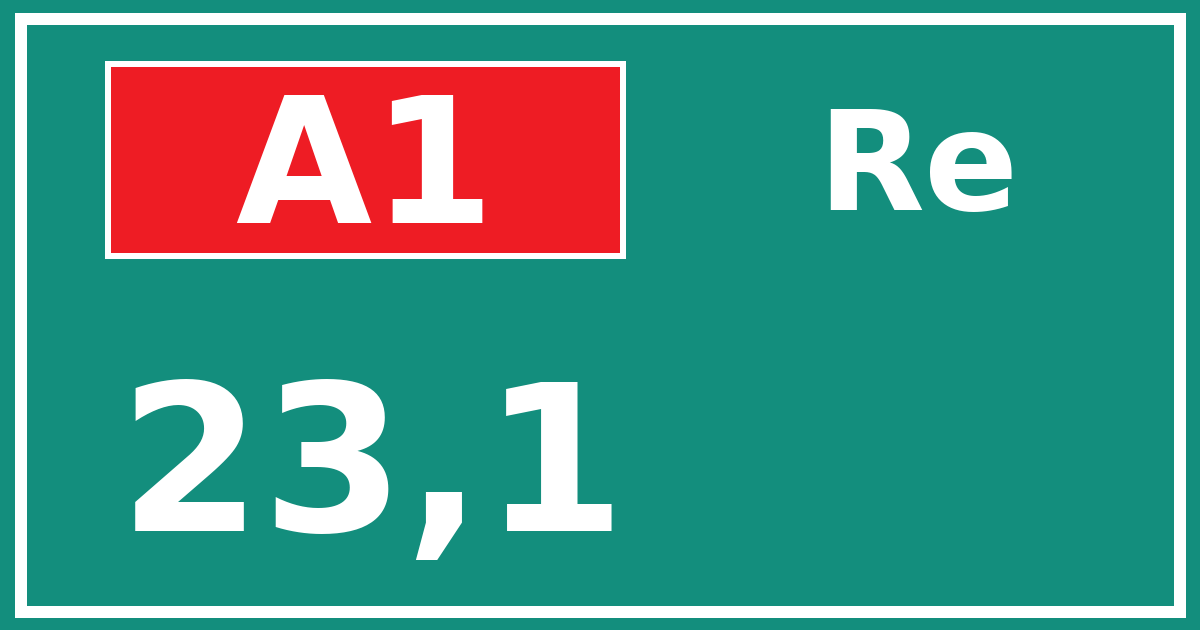 Hectometerbord A1 23,1 zijde Re