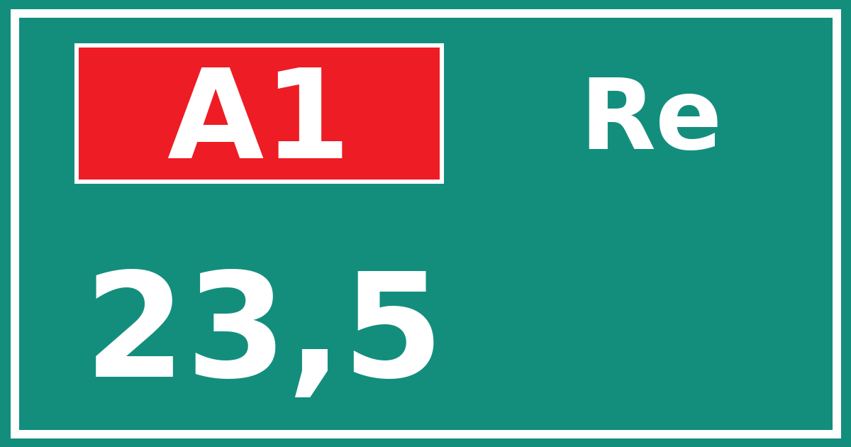 Hectometerbord A1 23,5 zijde Re