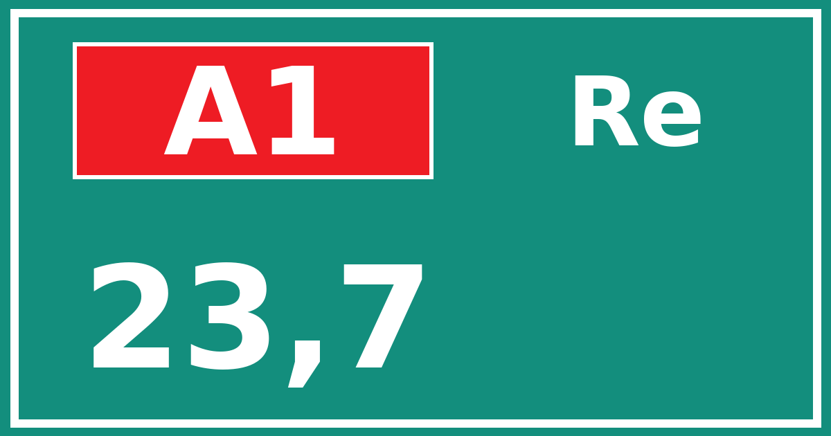 Hectometerbord A1 23,7 zijde Re