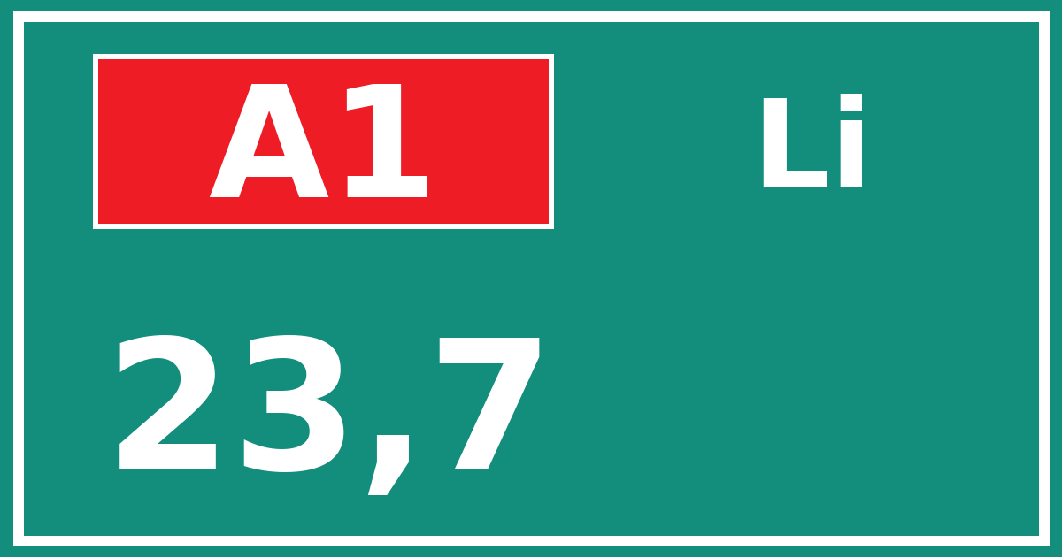 Hectometerbord A1 23,7 zijde Li