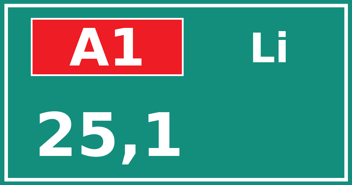 Hectometerbord A1 25,1 zijde Li