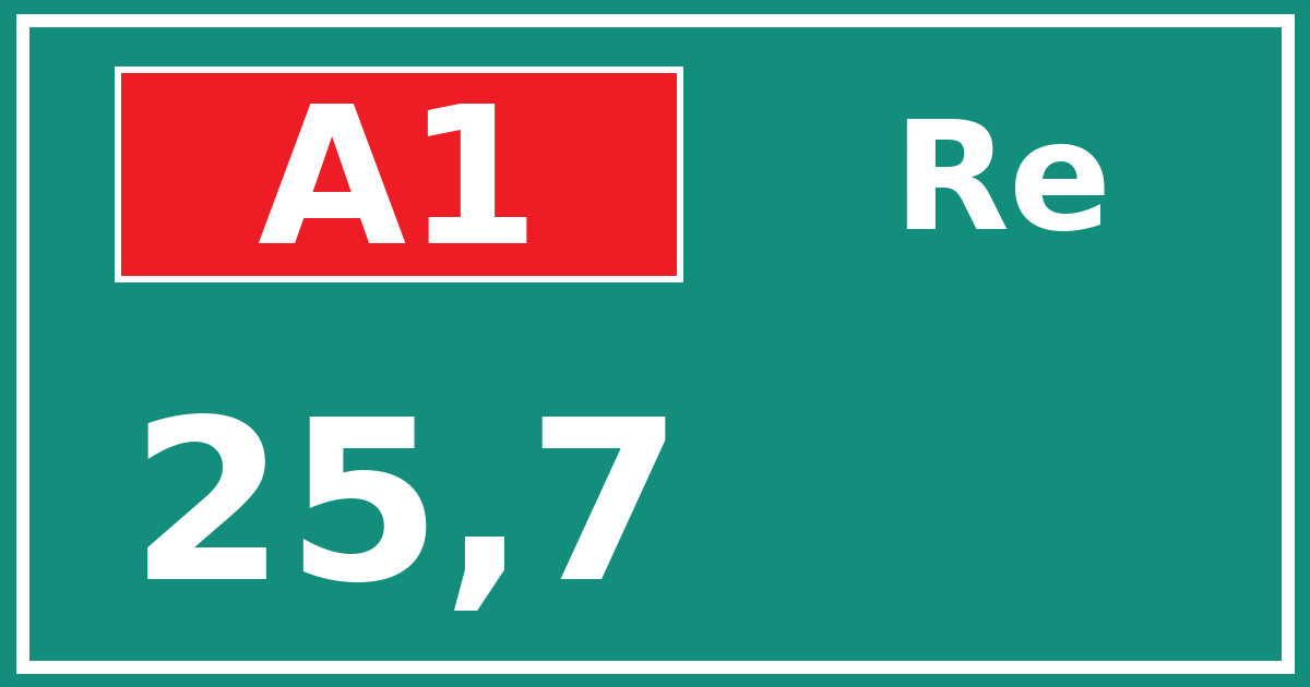 Hectometerbord A1 25,7 zijde Re