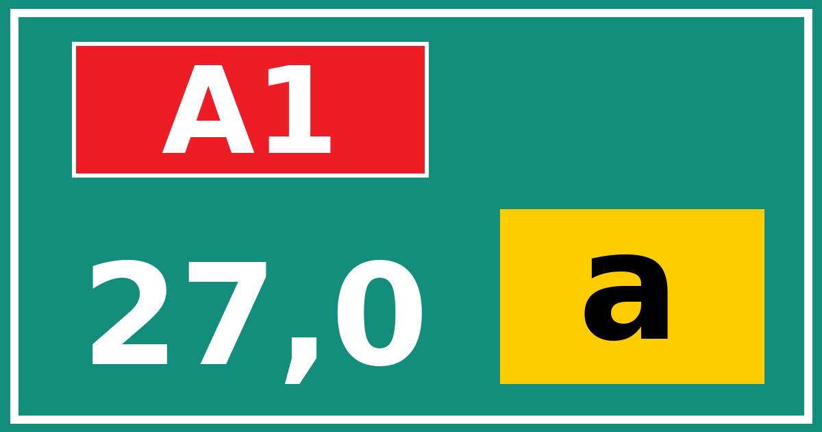 Hectometerbord A1 27,0 letter a