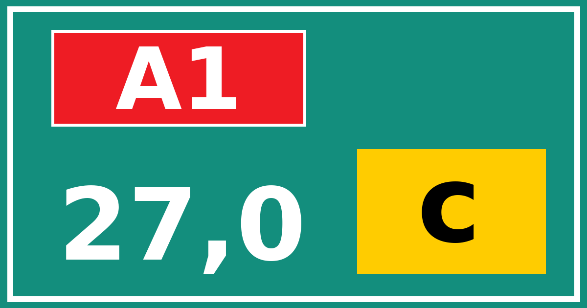 Hectometerbord A1 27,0 letter c
