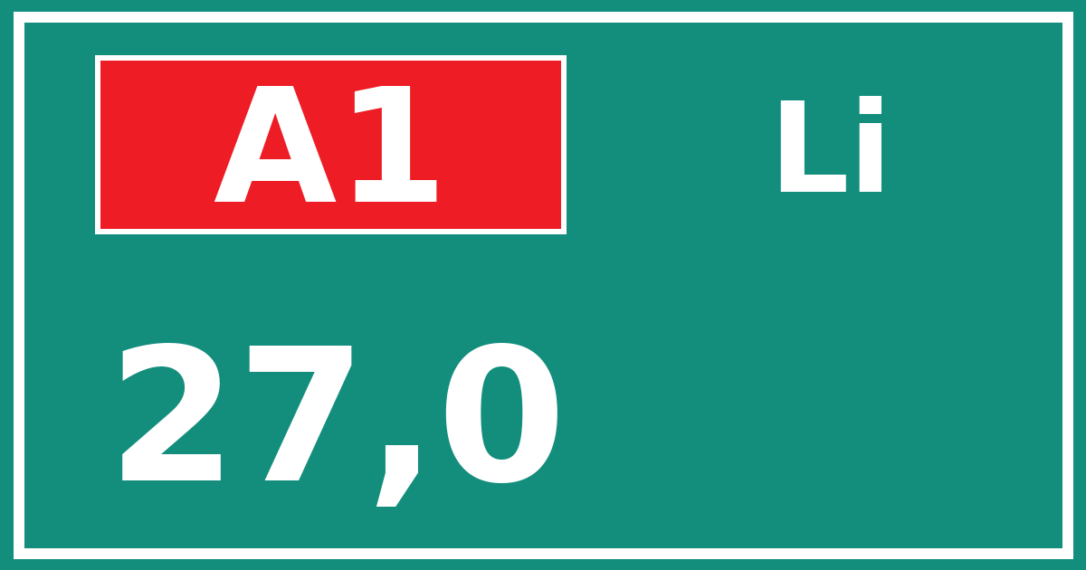Hectometerbord A1 27,0 zijde Li