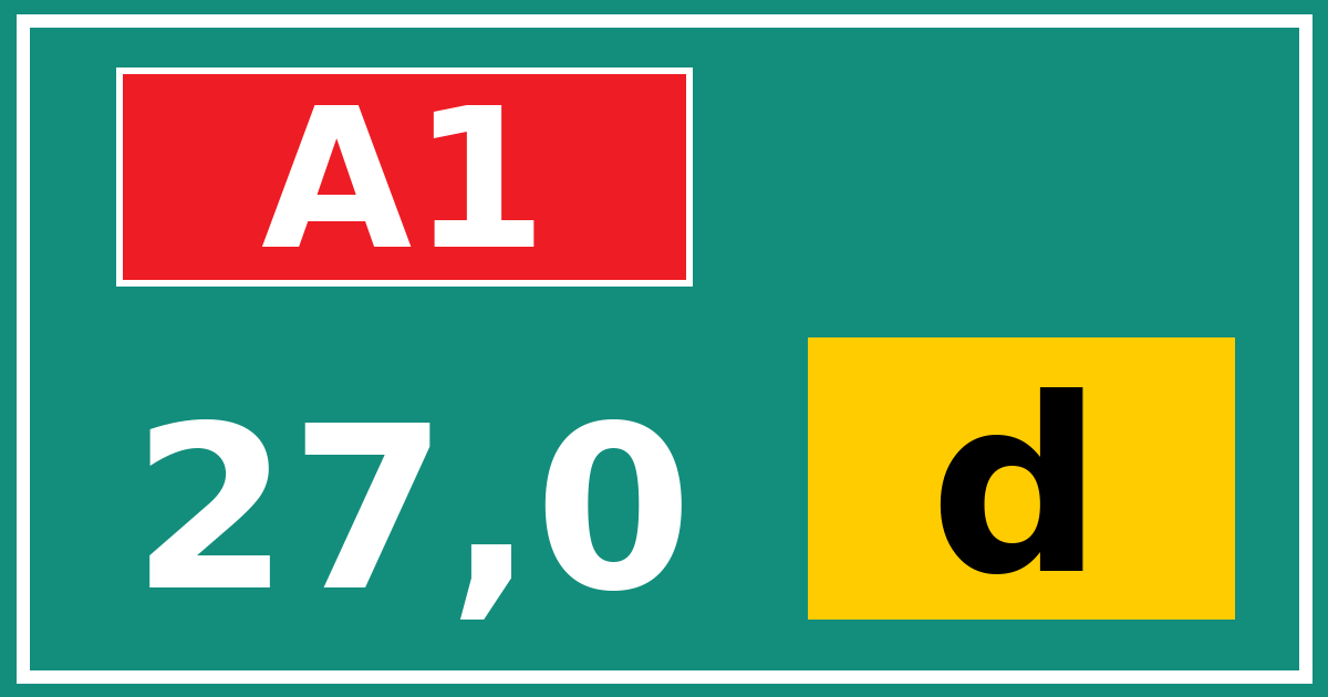 Hectometerbord A1 27,0 letter d