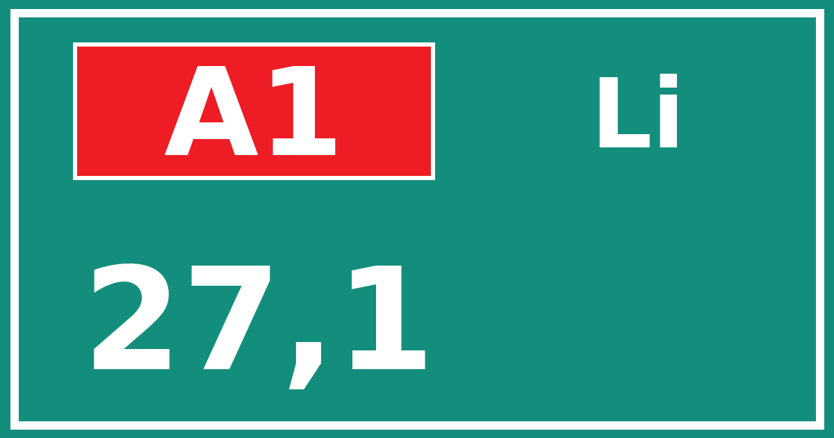 Hectometerbord A1 27,1 zijde Li
