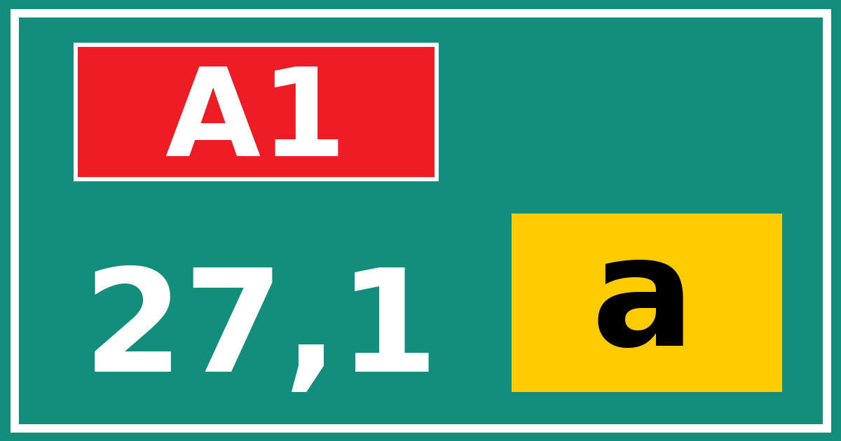 Hectometerbord A1 27,1 letter a