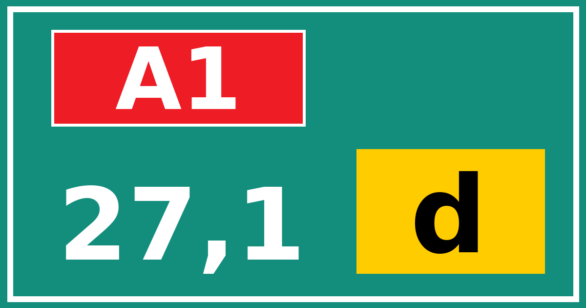 Hectometerbord A1 27,1 letter d