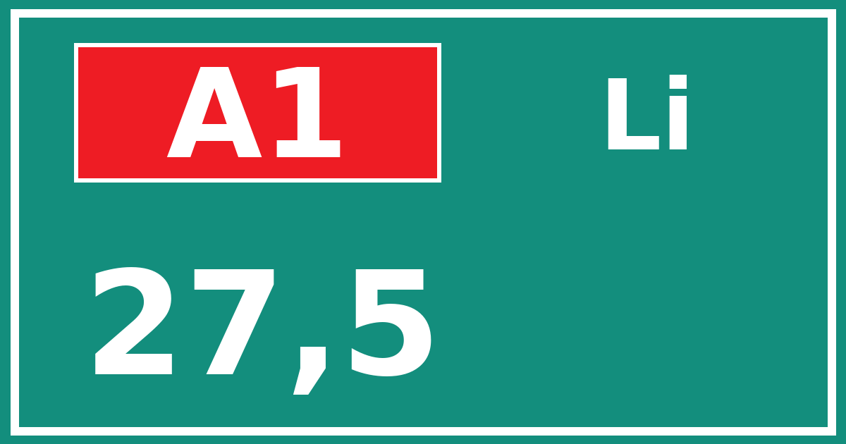 Hectometerbord A1 27,5 zijde Li