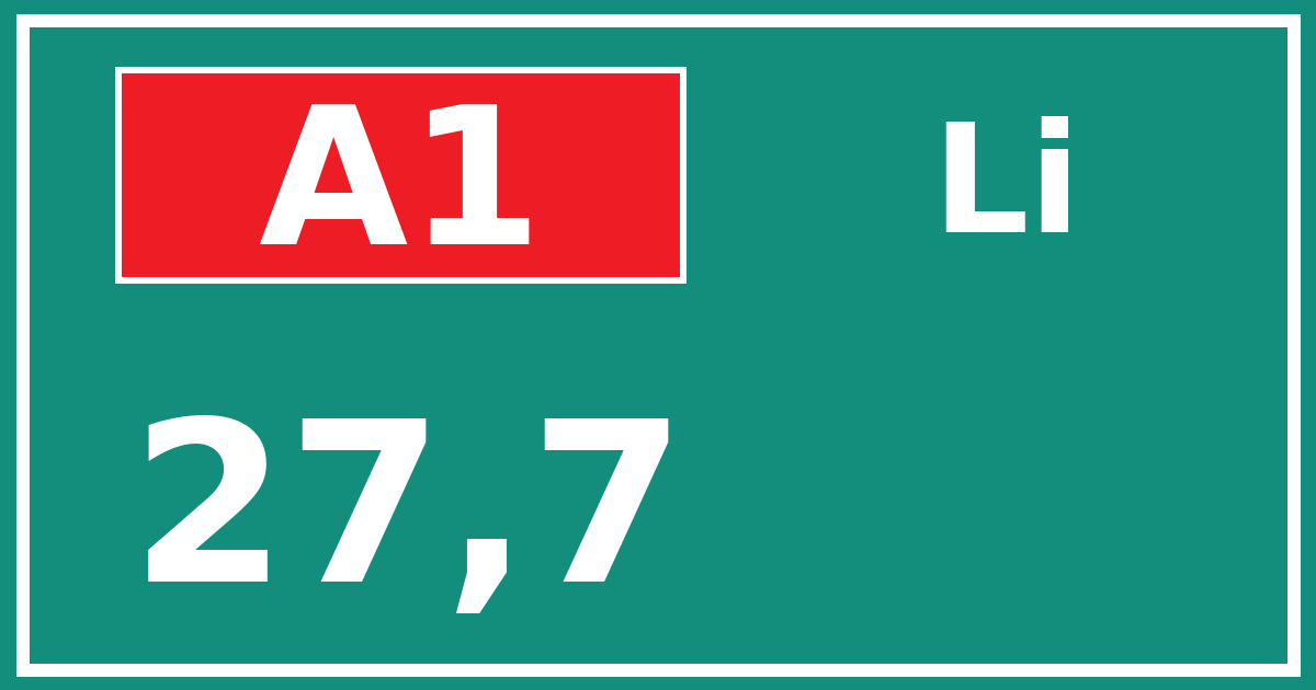 Hectometerbord A1 27,7 zijde Li