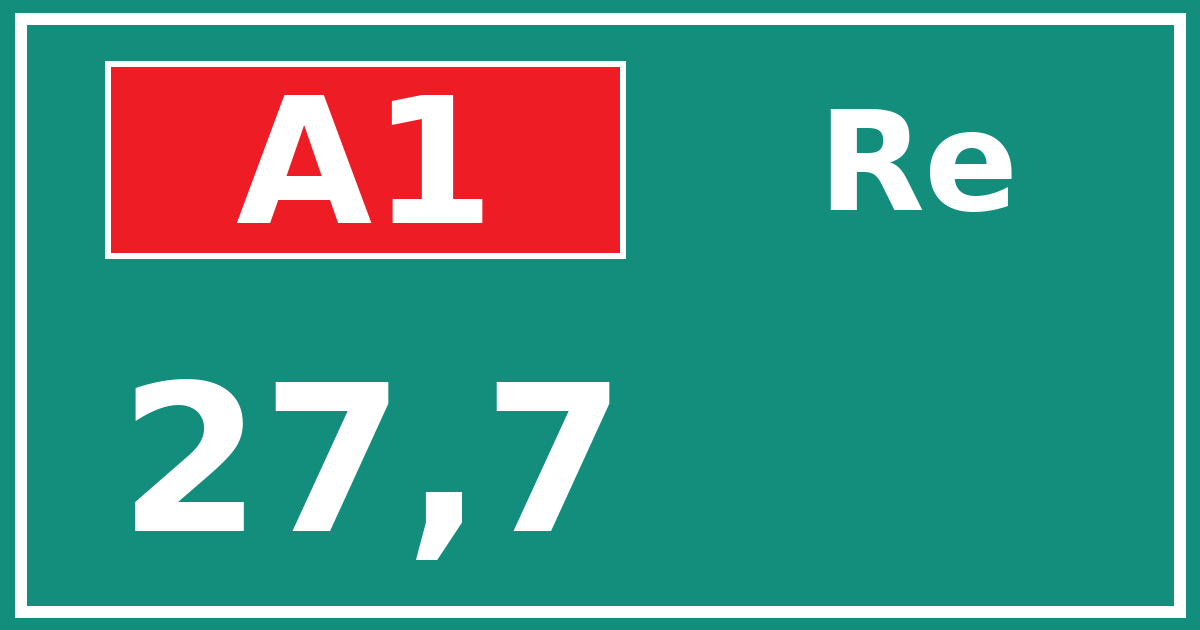 Hectometerbord A1 27,7 zijde Re