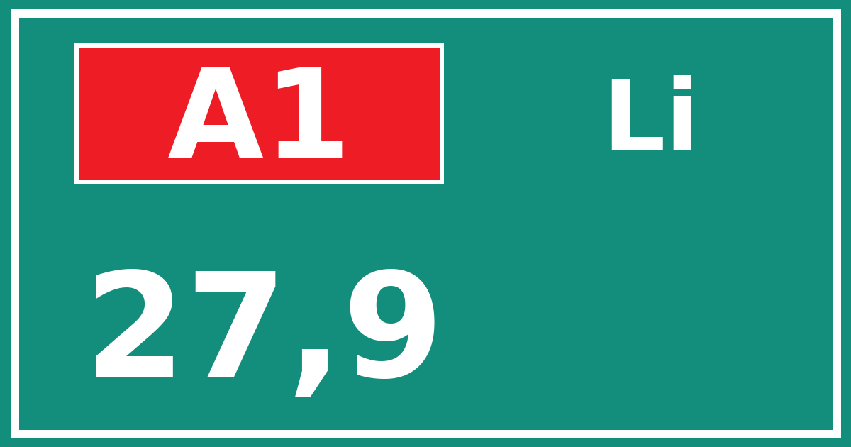 Hectometerbord A1 27,9 zijde Li