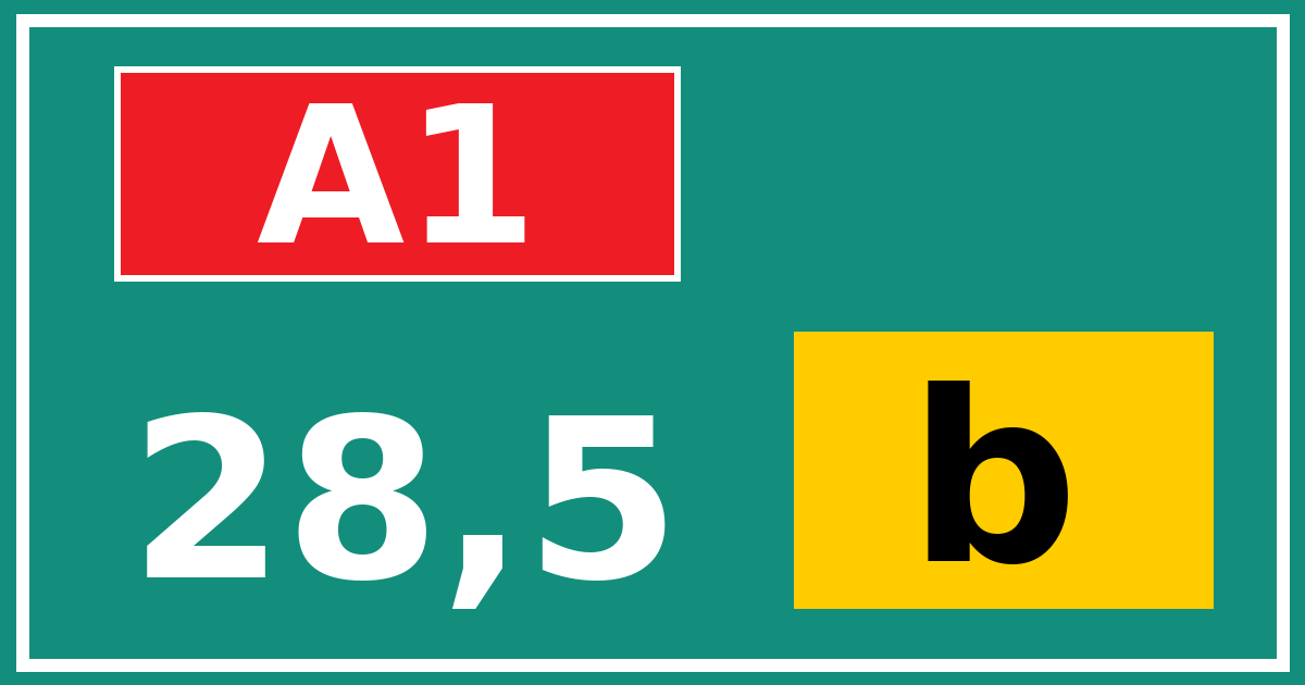 Hectometerbord A1 28,5 letter b