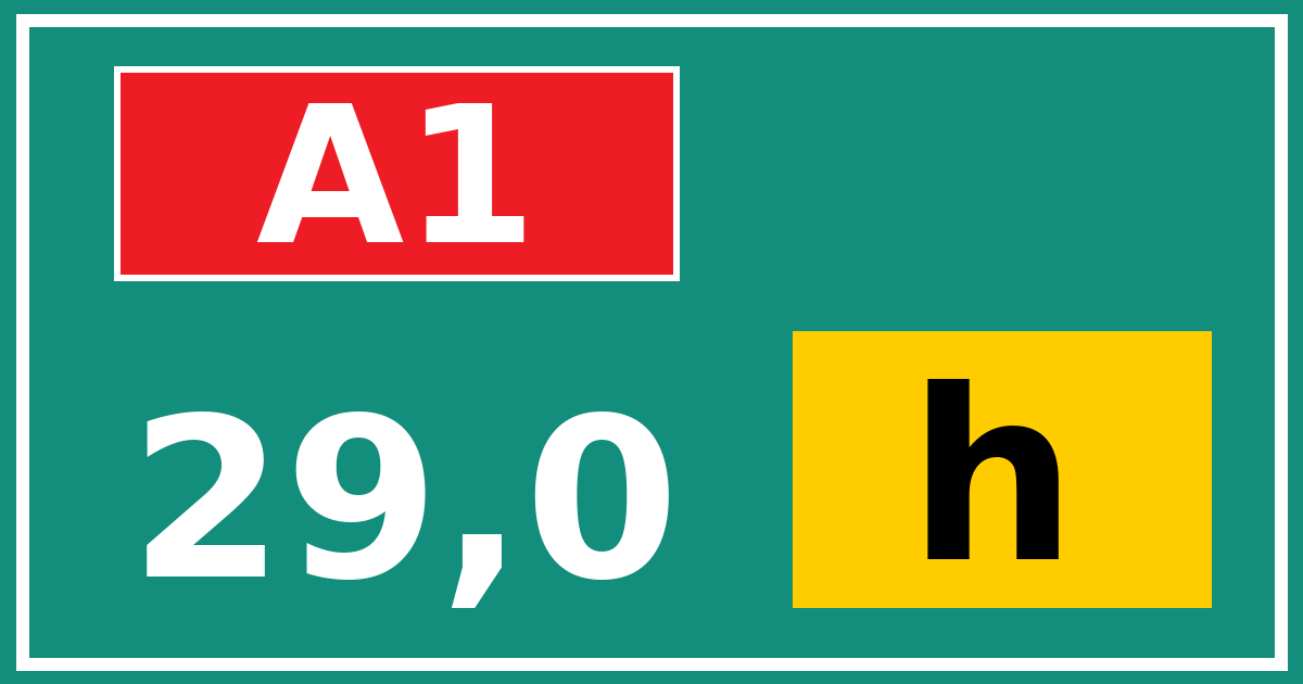 Hectometerbord A1 29,0 letter h