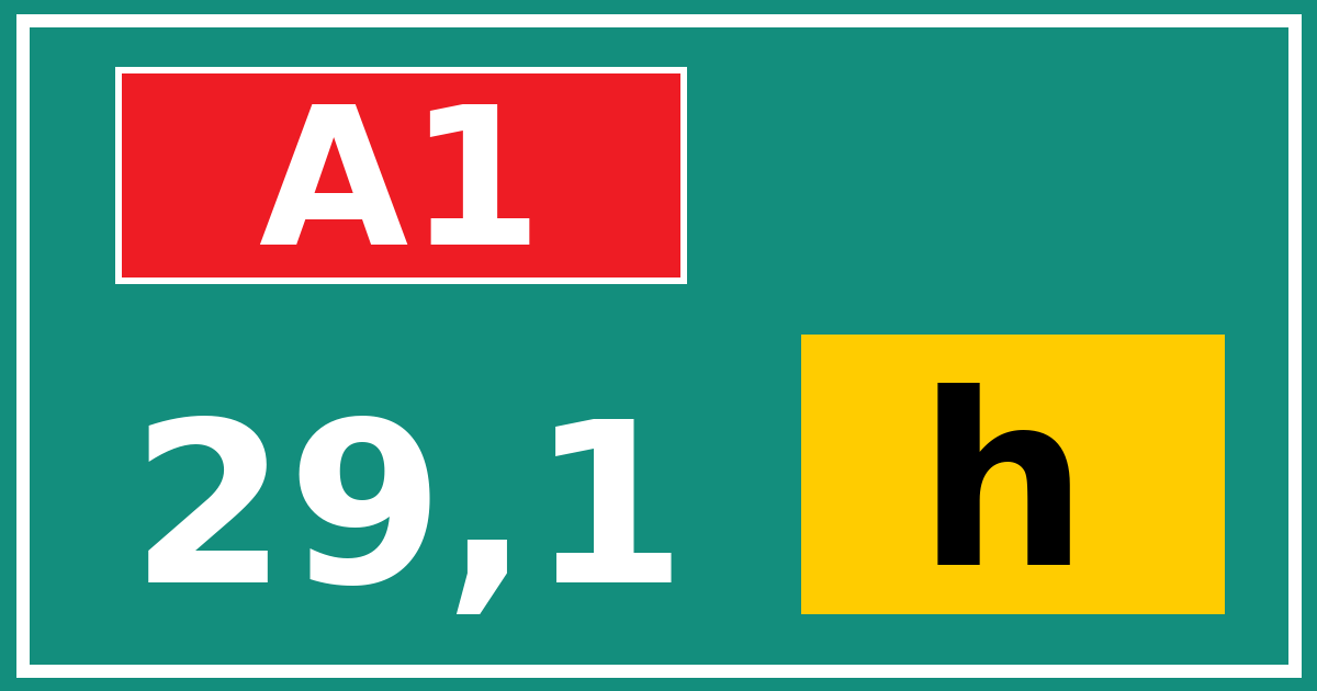 Hectometerbord A1 29,1 letter h