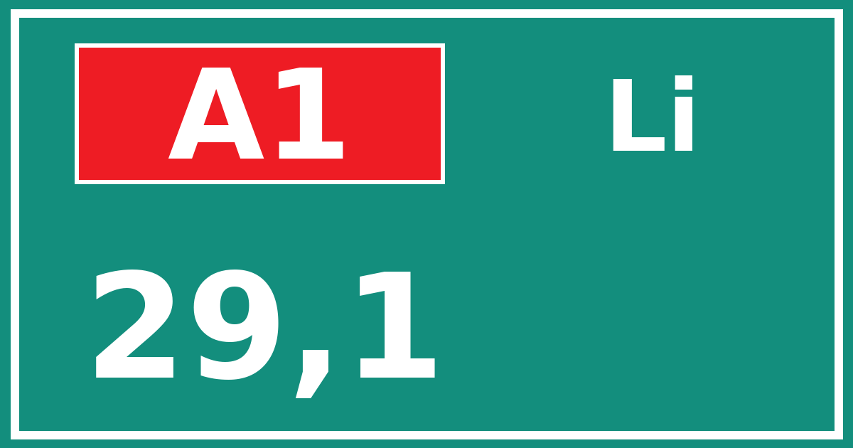 Hectometerbord A1 29,1 zijde Li