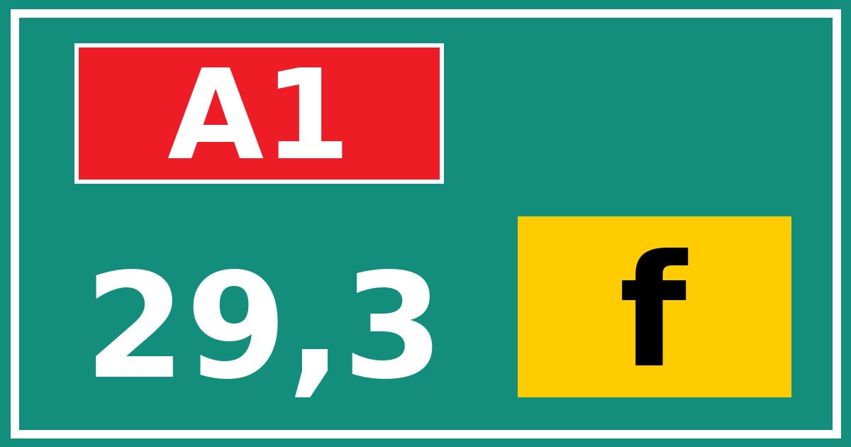 Hectometerbord A1 29,3 letter f
