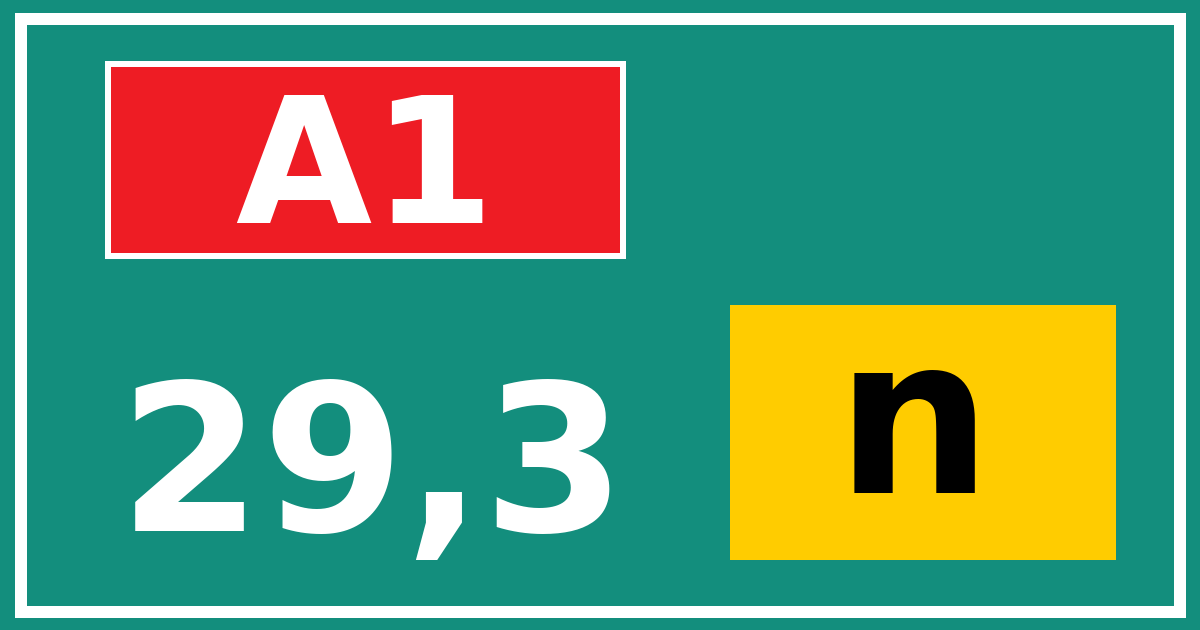 Hectometerbord A1 29,3 letter n