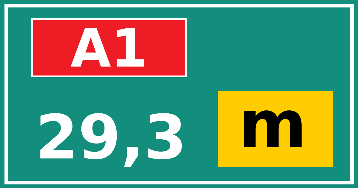 Hectometerbord A1 29,3 letter m