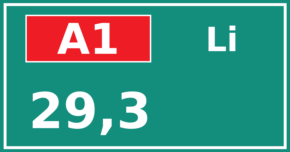 Hectometerbord A1 29,3 zijde Li