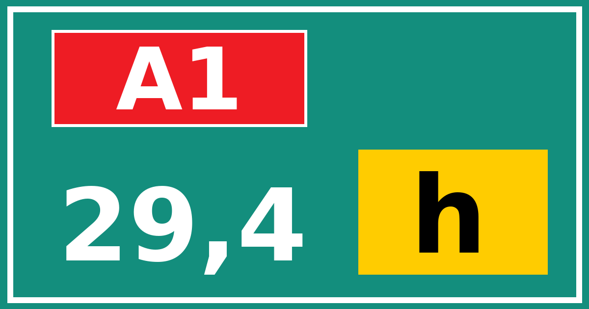Hectometerbord A1 29,4 letter h