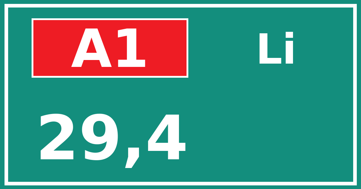 Hectometerbord A1 29,4 zijde Li