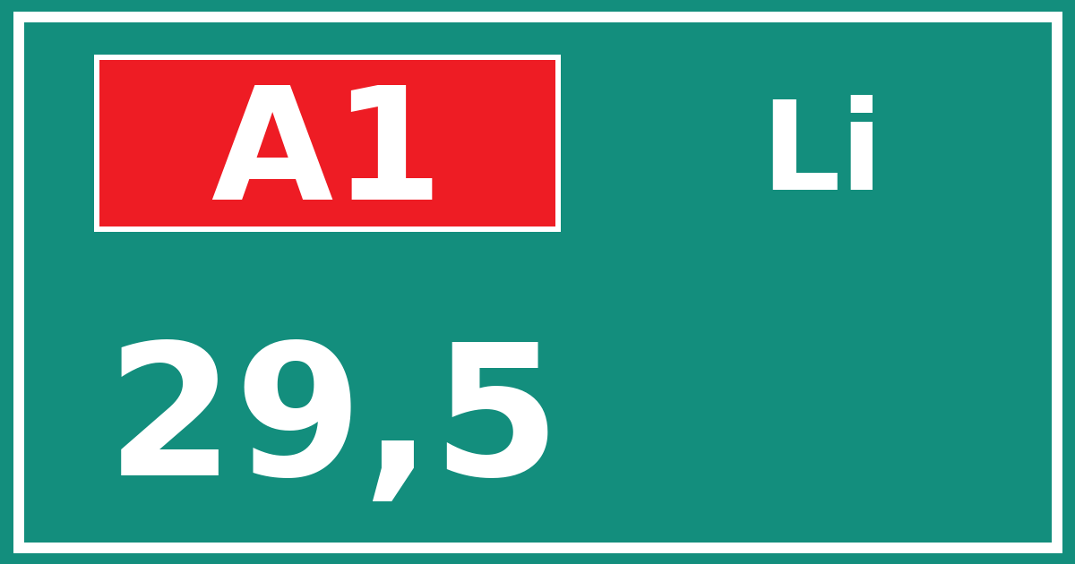 Hectometerbord A1 29,5 zijde Li