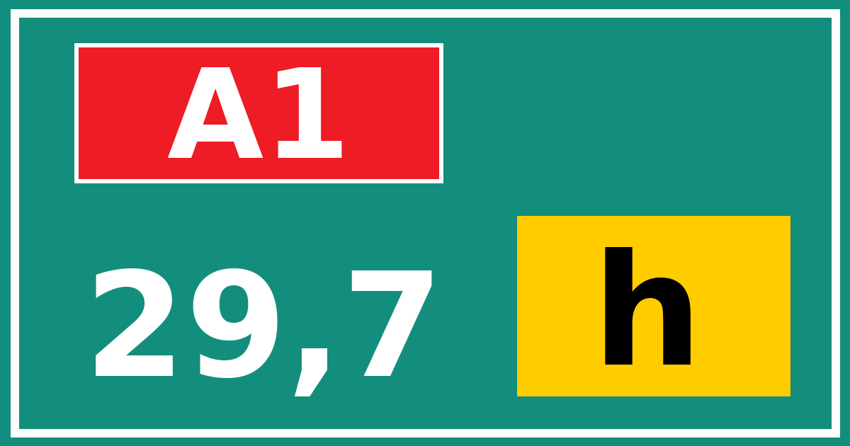 Hectometerbord A1 29,7 letter h