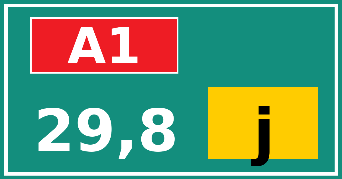Hectometerbord A1 29,8 letter j