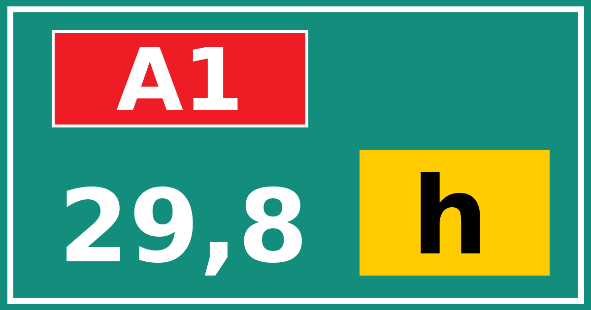 Hectometerbord A1 29,8 letter h