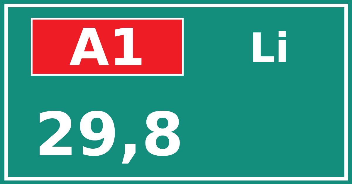 Hectometerbord A1 29,8 zijde Li
