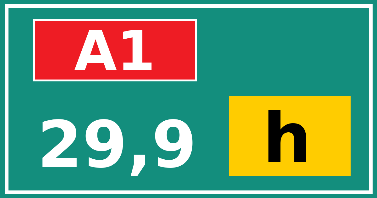 Hectometerbord A1 29,9 letter h