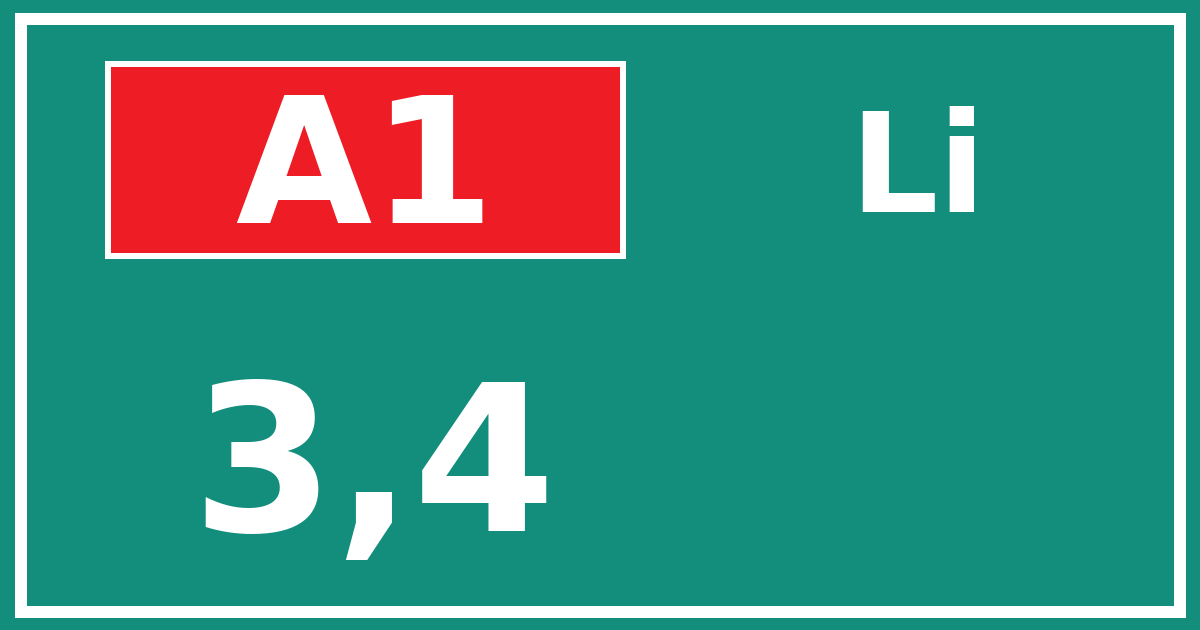 Hectometerbord A1 3,4 zijde Li