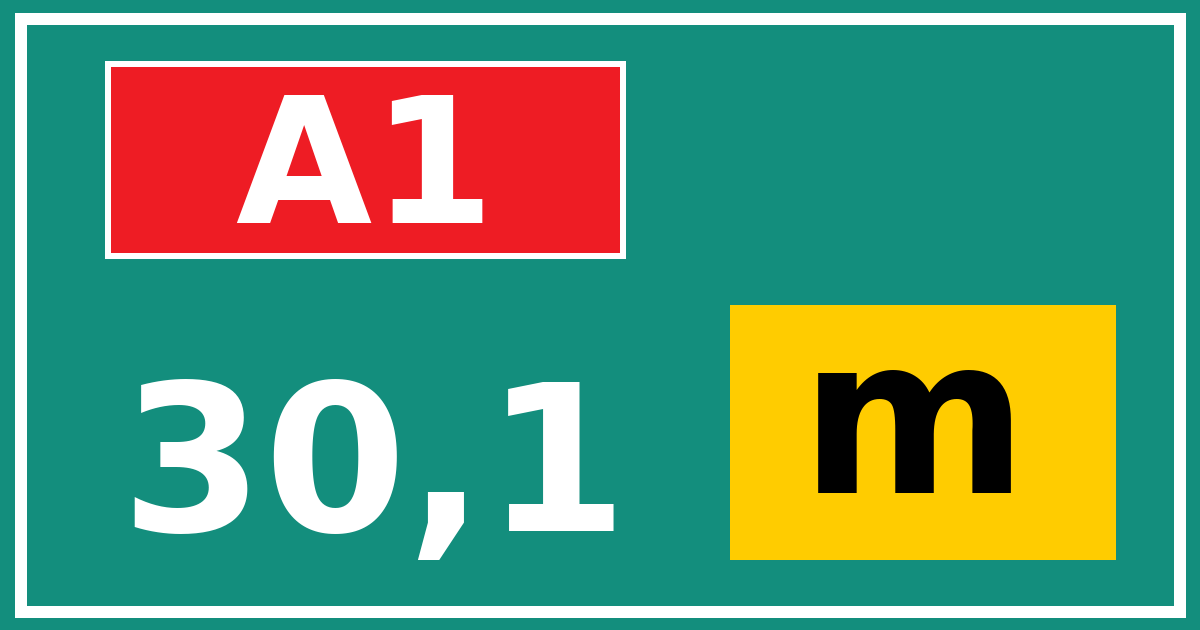 Hectometerbord A1 30,1 letter m