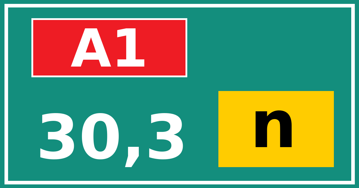 Hectometerbord A1 30,3 letter n