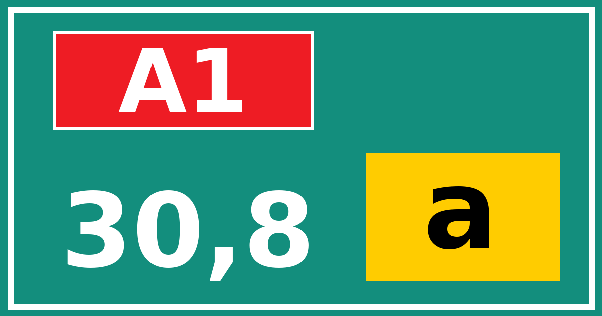 Hectometerbord A1 30,8 letter a