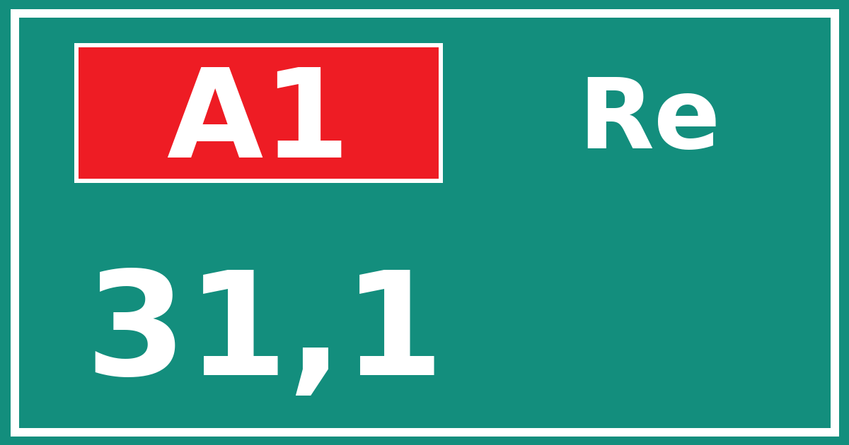 Hectometerbord A1 31,1 zijde Re