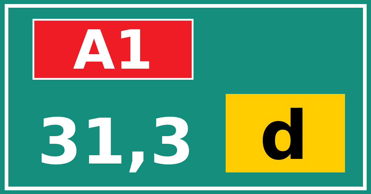 Hectometerbord A1 31,3 letter d