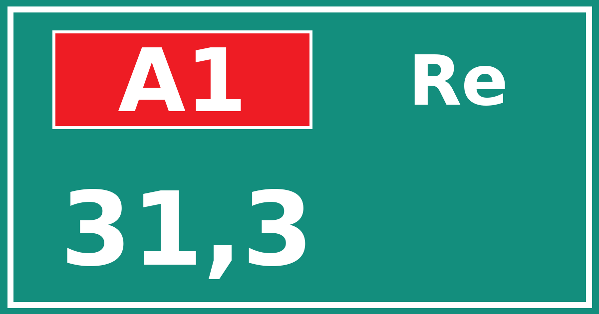Hectometerbord A1 31,3 zijde Re