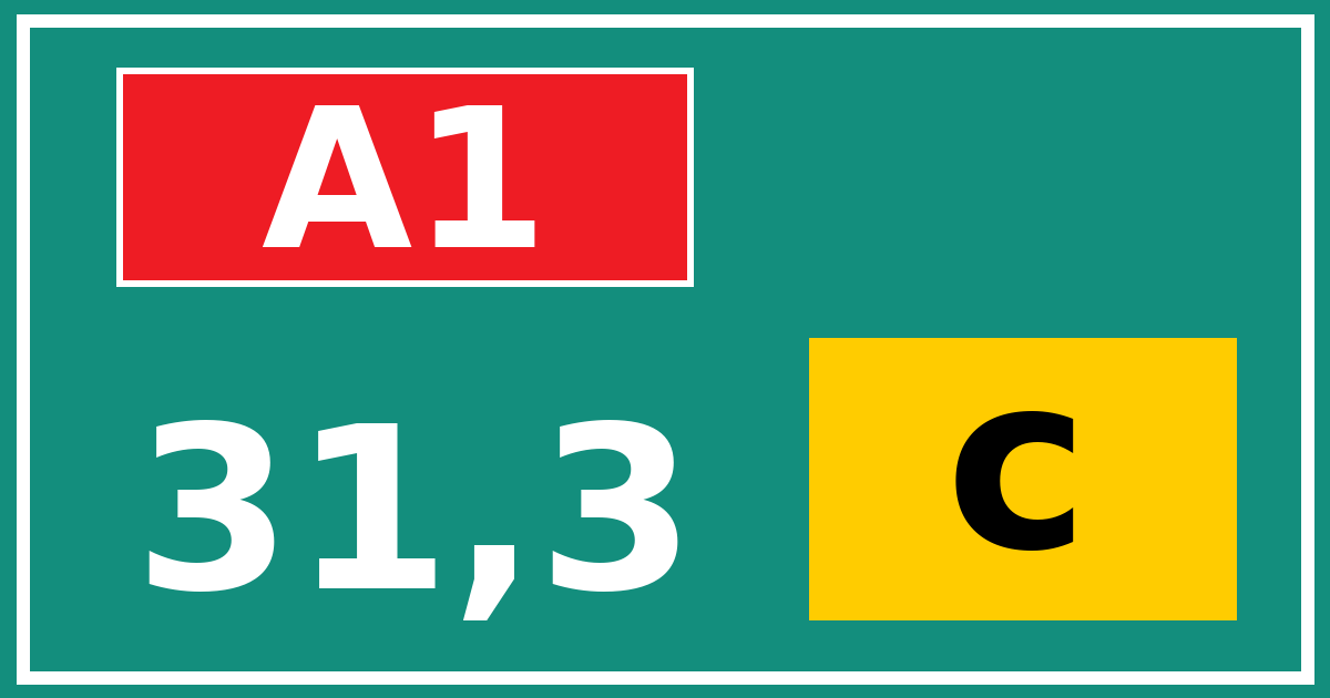 Hectometerbord A1 31,3 letter c