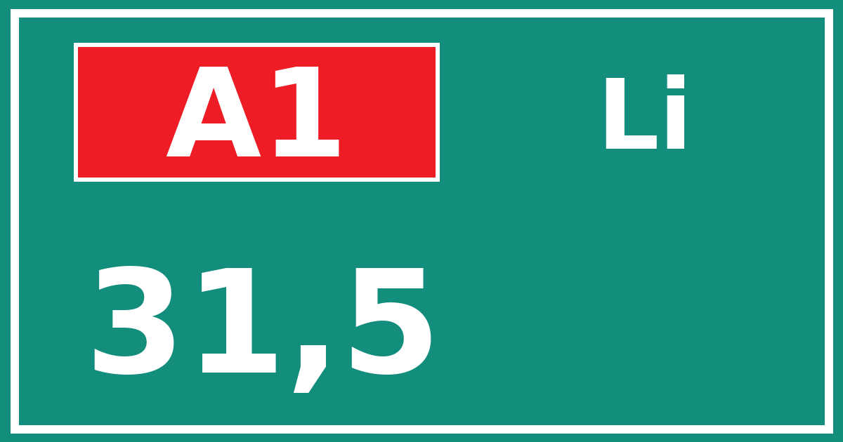 Hectometerbord A1 31,5 zijde Li