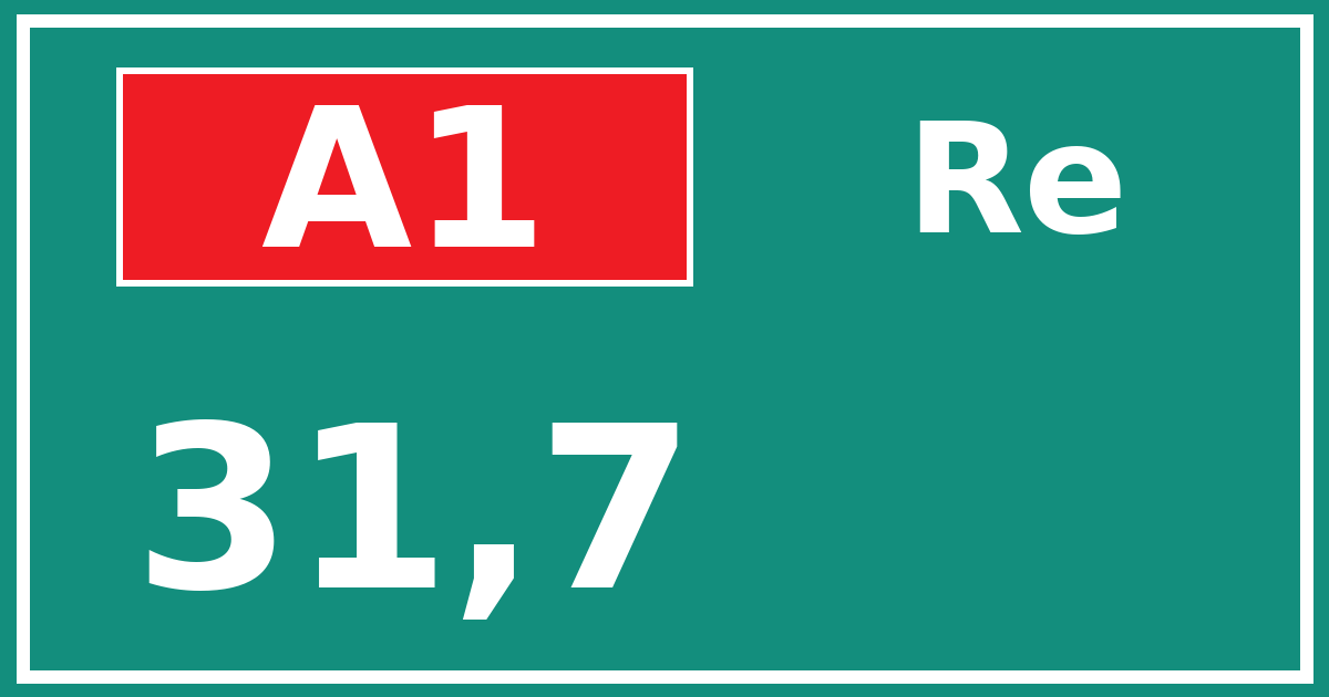 Hectometerbord A1 31,7 zijde Re