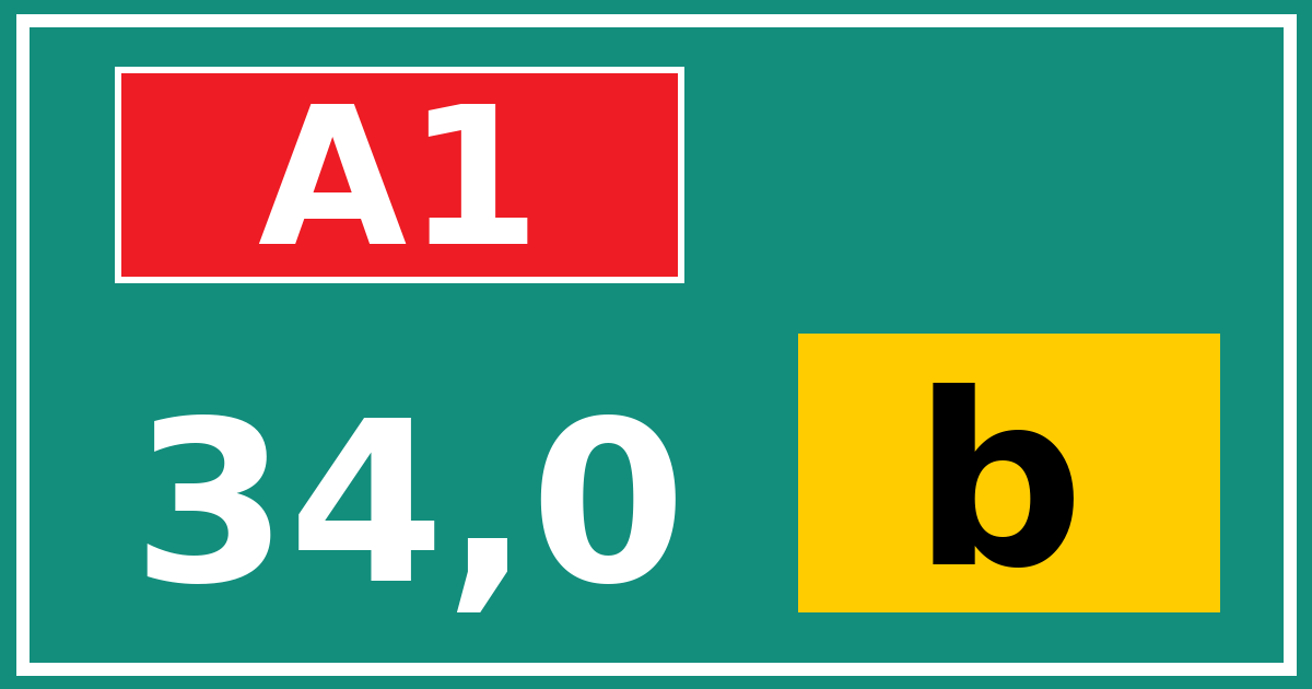 Hectometerbord A1 34,0 letter b