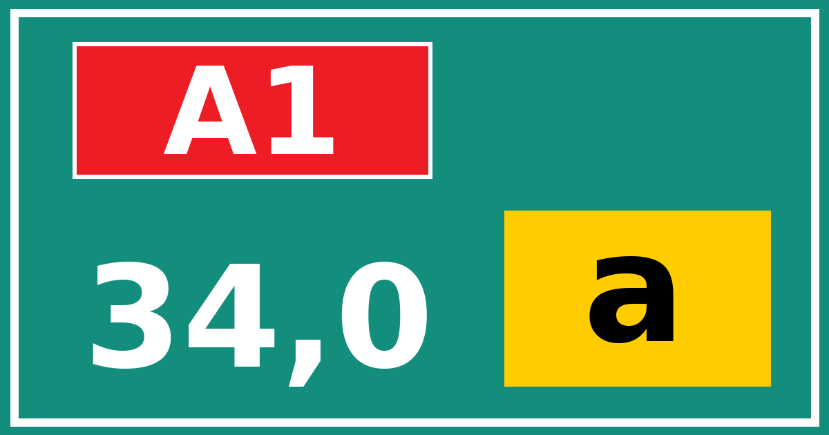 Hectometerbord A1 34,0 letter a
